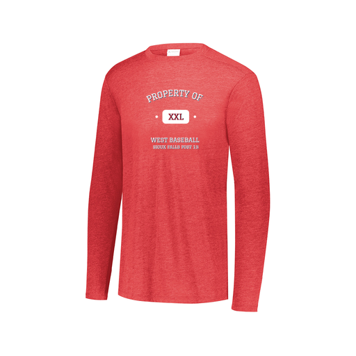 [FTLCUBRD-AXS-LOGO1] Decker Men's Tri-Blend T-Shirt - Long Sleeve (Adult XS, Red, Logo 1)